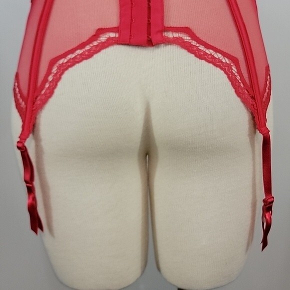 VICTORIA'S SECRET Semi-Sheer Mesh Lingerie With Garter Straps size 34C - Picture 9 of 10